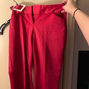 Red widen pants. Professional type.